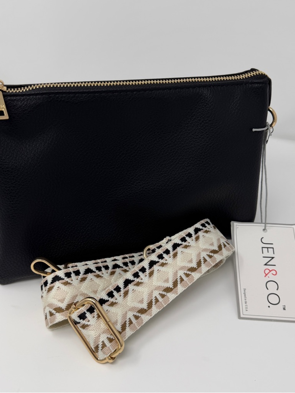 Black Faux Leather Crossbody